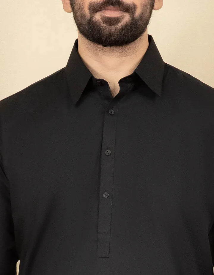 Blended Black Shalwar Kameez - J. Junaid Jamshed