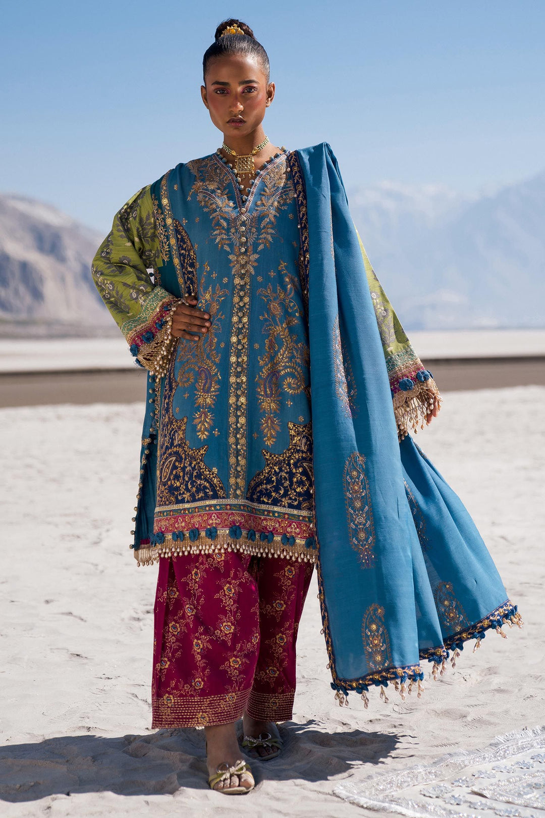 Raw Silk  Blue Sana Safinaz Winter Unstitched
