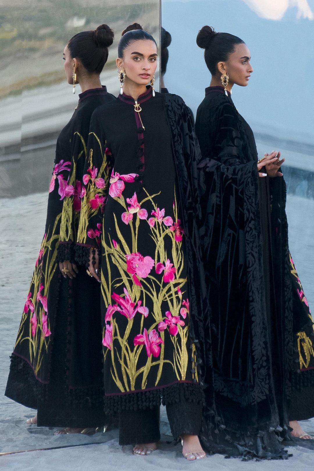 Slub Black Sana Safinaz Winter Unstitched