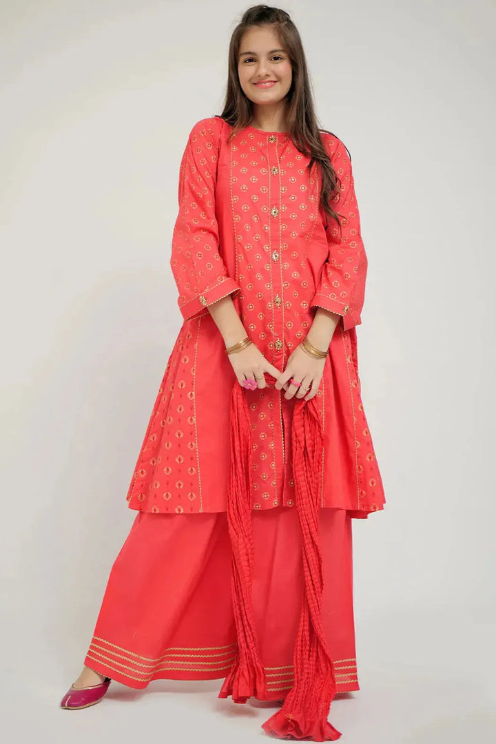 Cotton Lawn Printed Pink Stitched Suit - Senorita