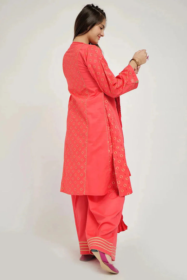 Cotton Lawn Printed Pink Stitched Suit - Senorita
