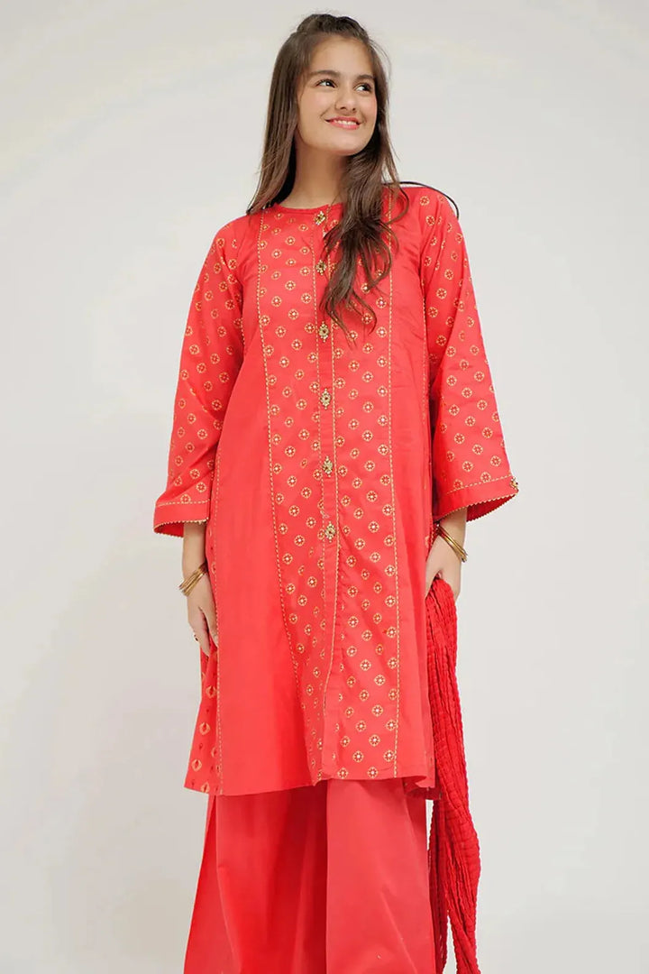 Cotton Lawn Printed Pink Stitched Suit - Senorita