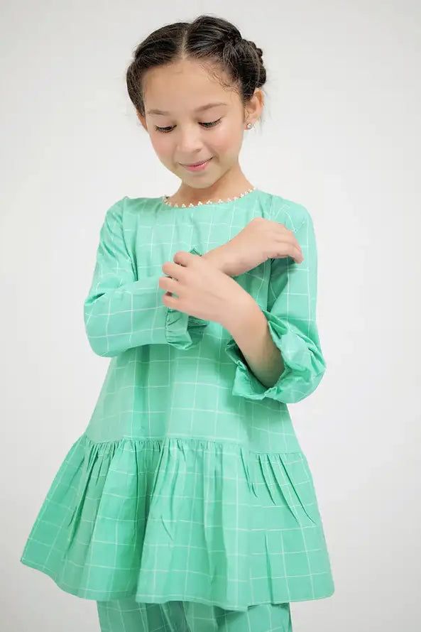 Cotton Dobby Sea Green Stitched Suit - Senorita
