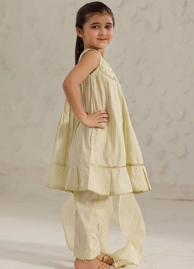 Cotton Jacquard Light Green Stitched Suit - Senorita