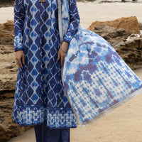 Lawn Blue Unstitched Suit - Almirah