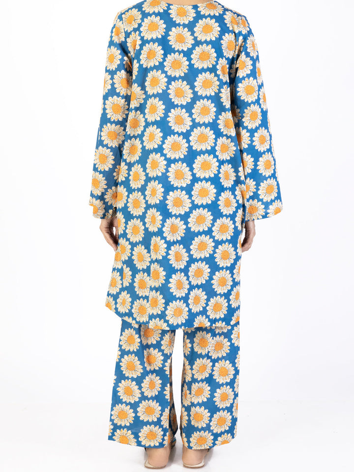 Lawn Blue Stitched Suit - J. Junaid Jamshed