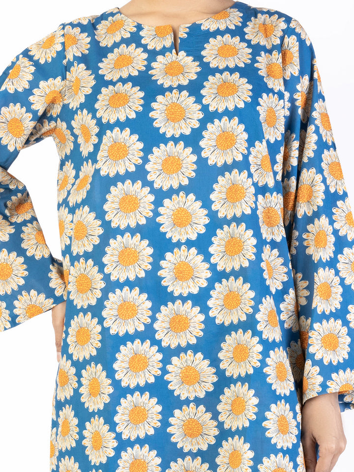 Lawn Blue Stitched Suit - J. Junaid Jamshed