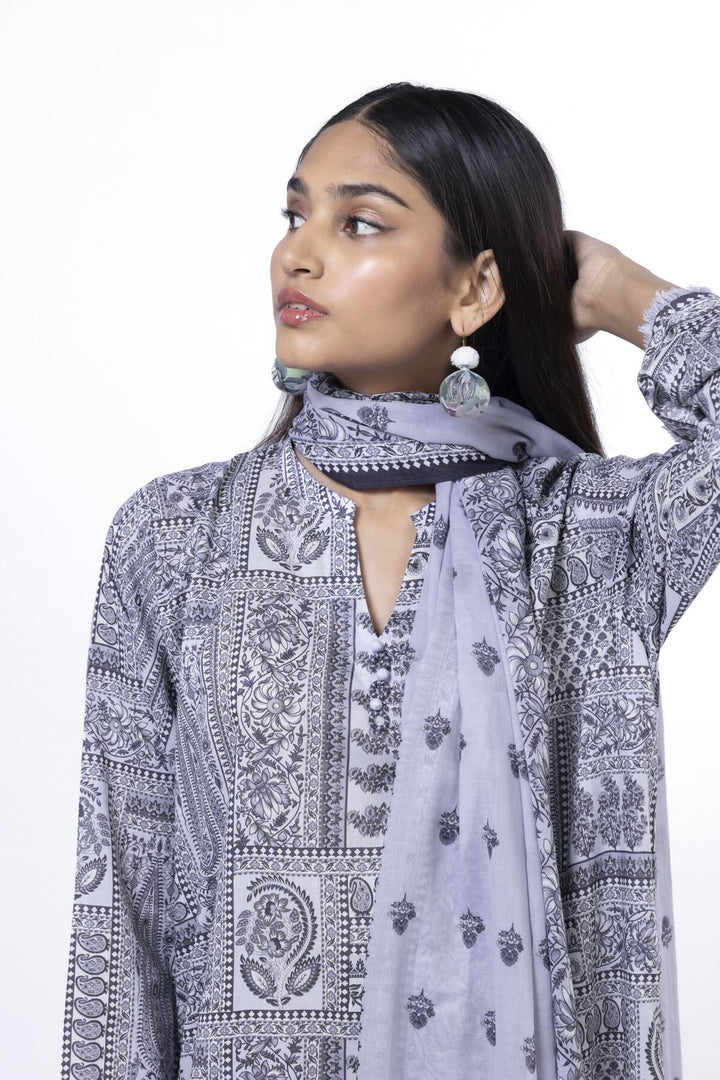 Lawn Purple Unstitched Suit - Khaadi