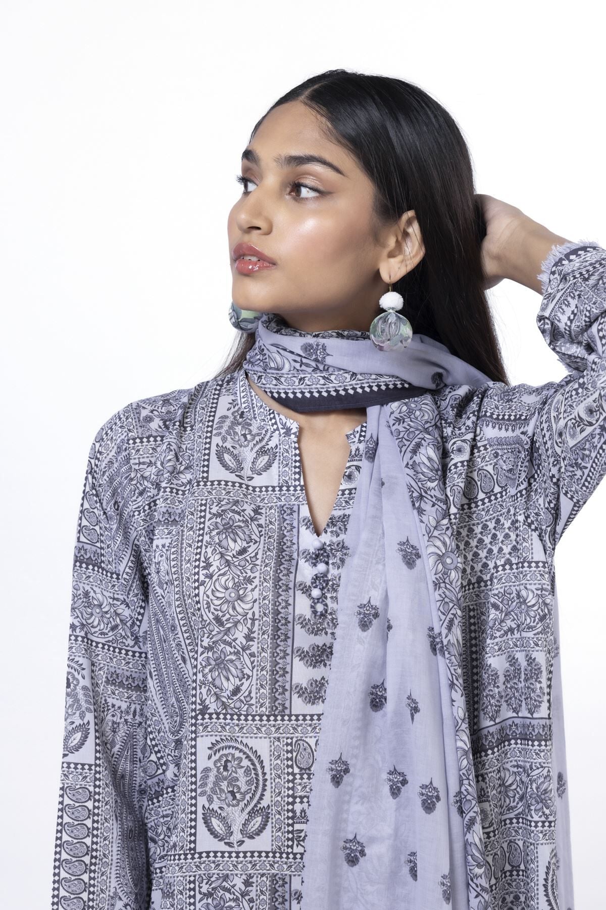Lawn Purple Unstitched Suit - Khaadi