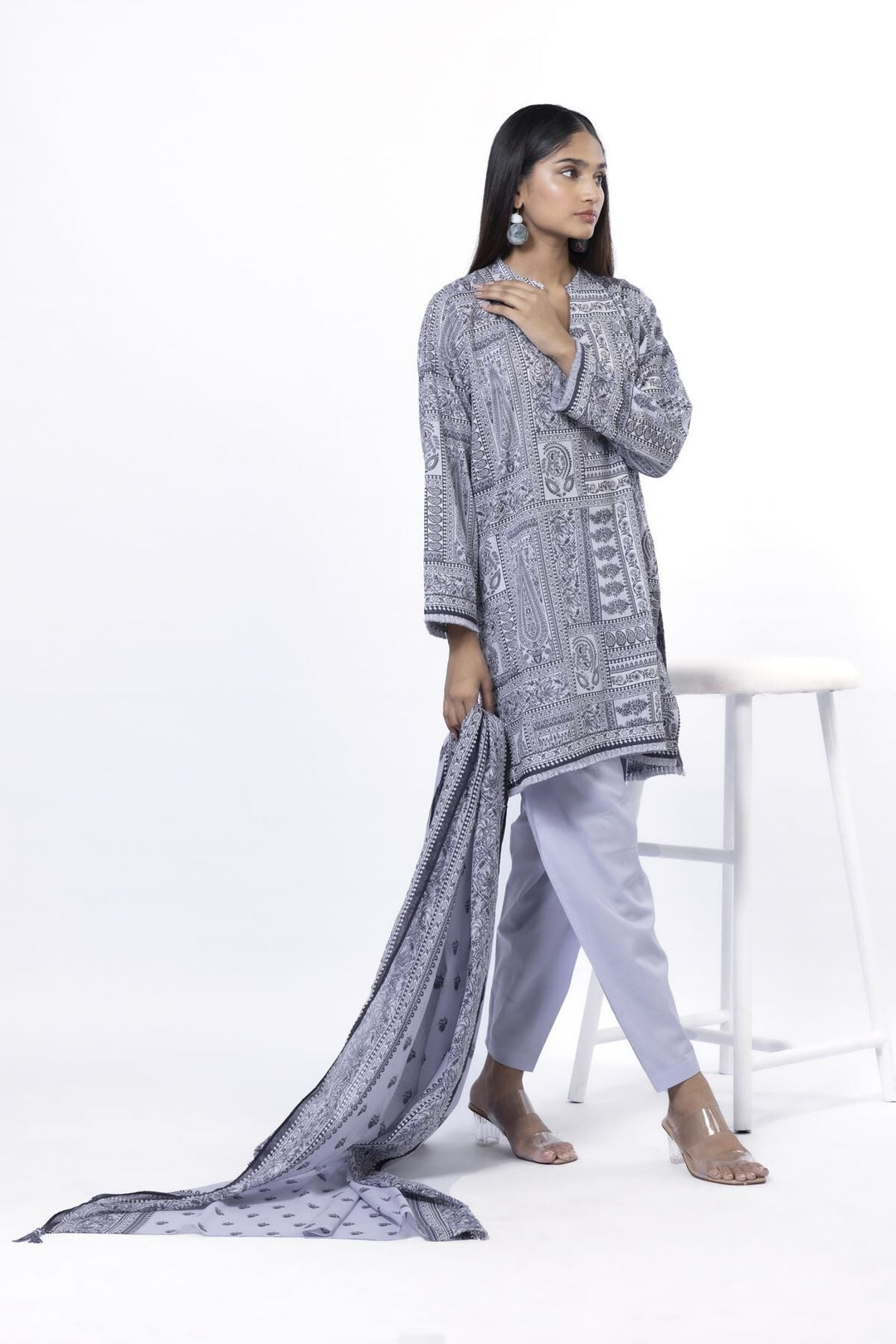 Lawn Purple Unstitched Suit - Khaadi