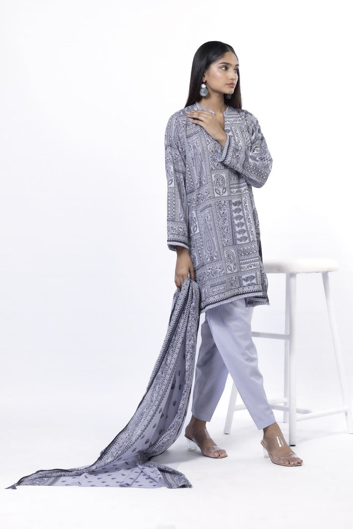 Lawn Purple Unstitched Suit - Khaadi
