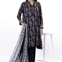 Lawn Black Unstitched Suit - Khaadi