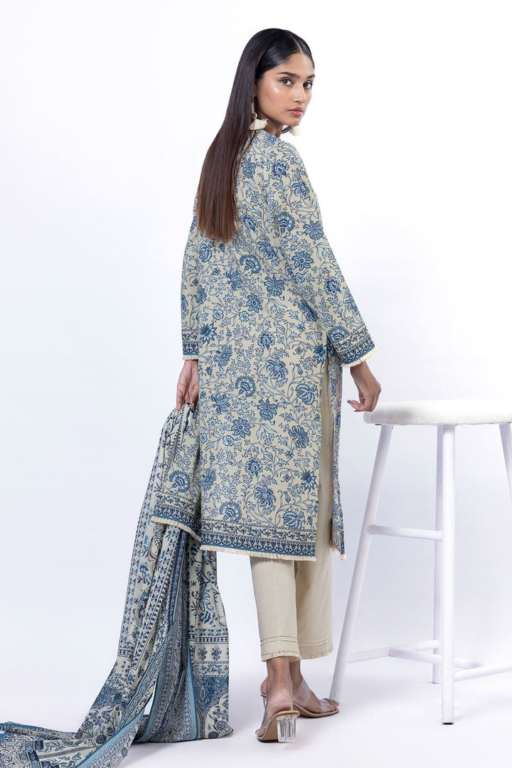 Lawn Beige Unstitched Suit - Khaadi