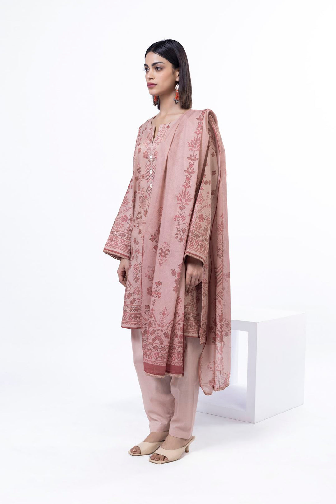 Printed Lawn Pink Stitched Suit - Khaadi