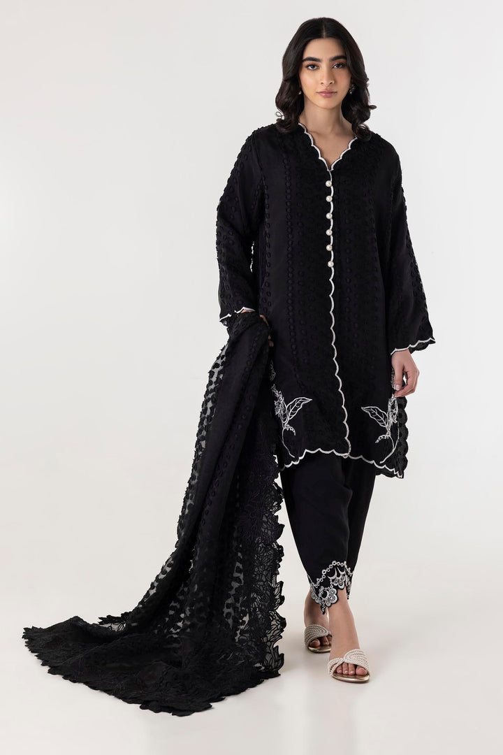 Brochia Black Stitched Suit - Sana Safinaz
