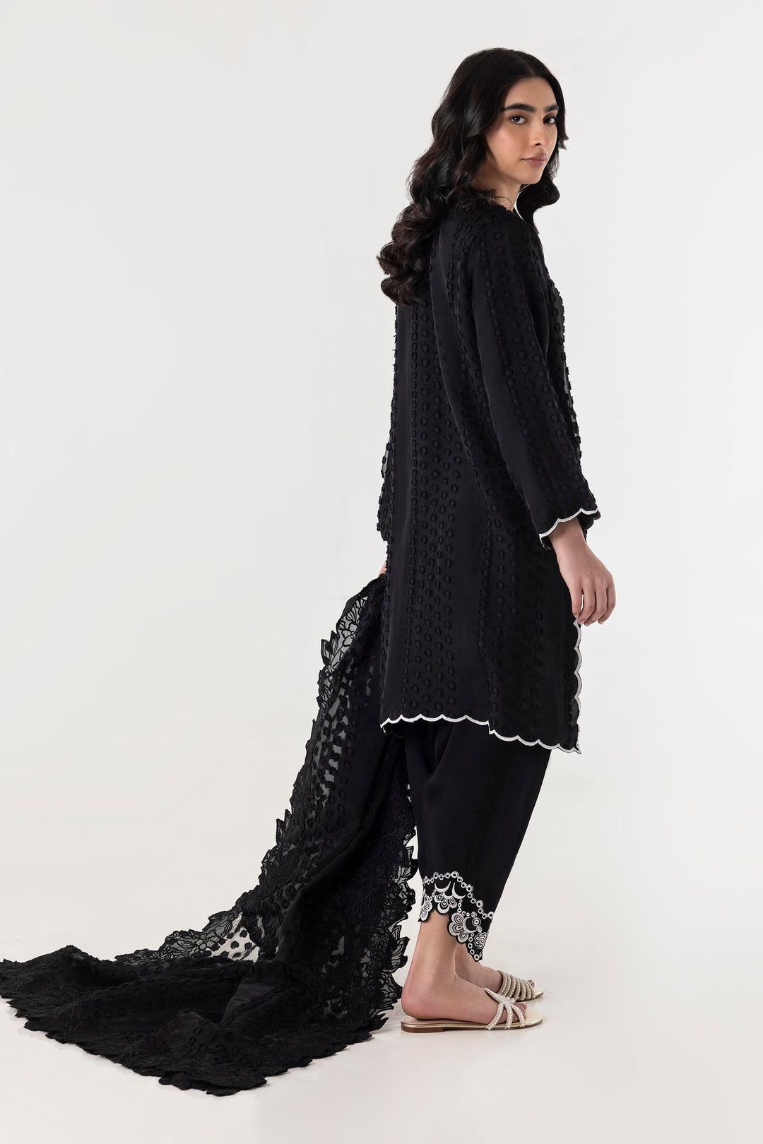 Brochia Black Stitched Suit - Sana Safinaz
