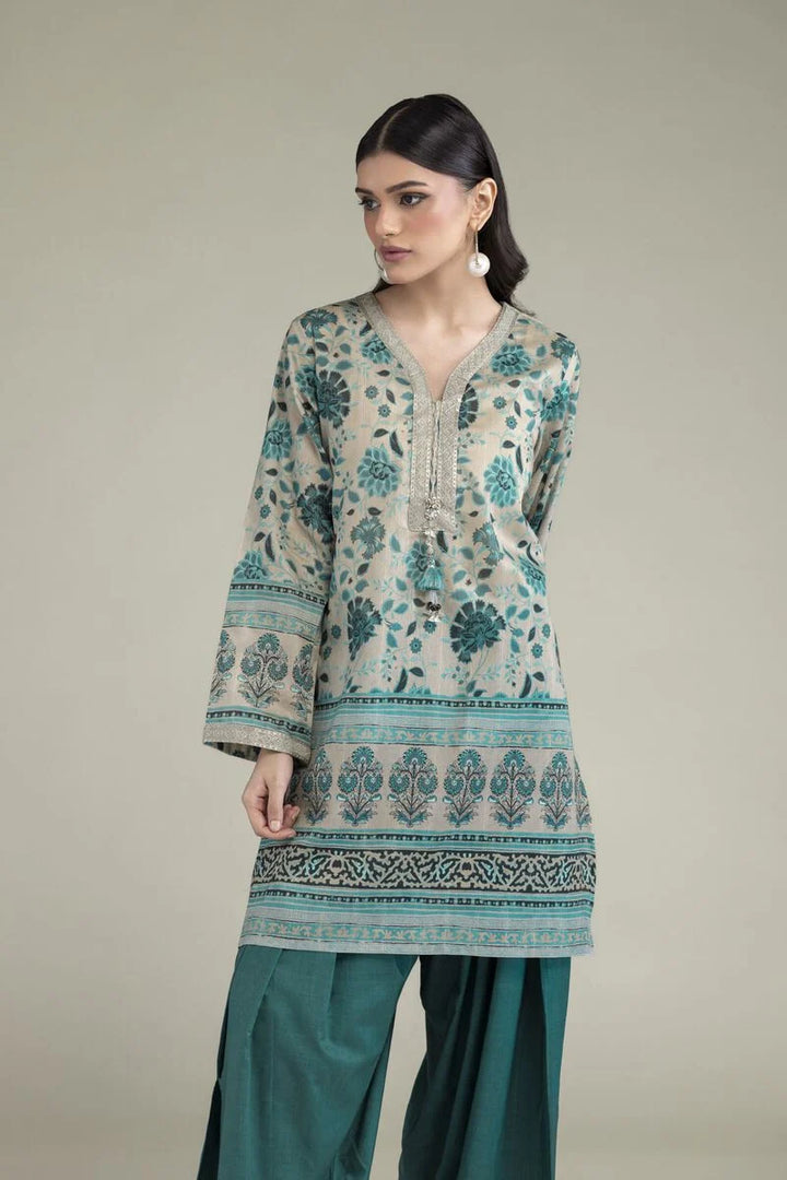 Digital Printed Embroidered Lawn Teal Green Unstitched Suit - Khaadi