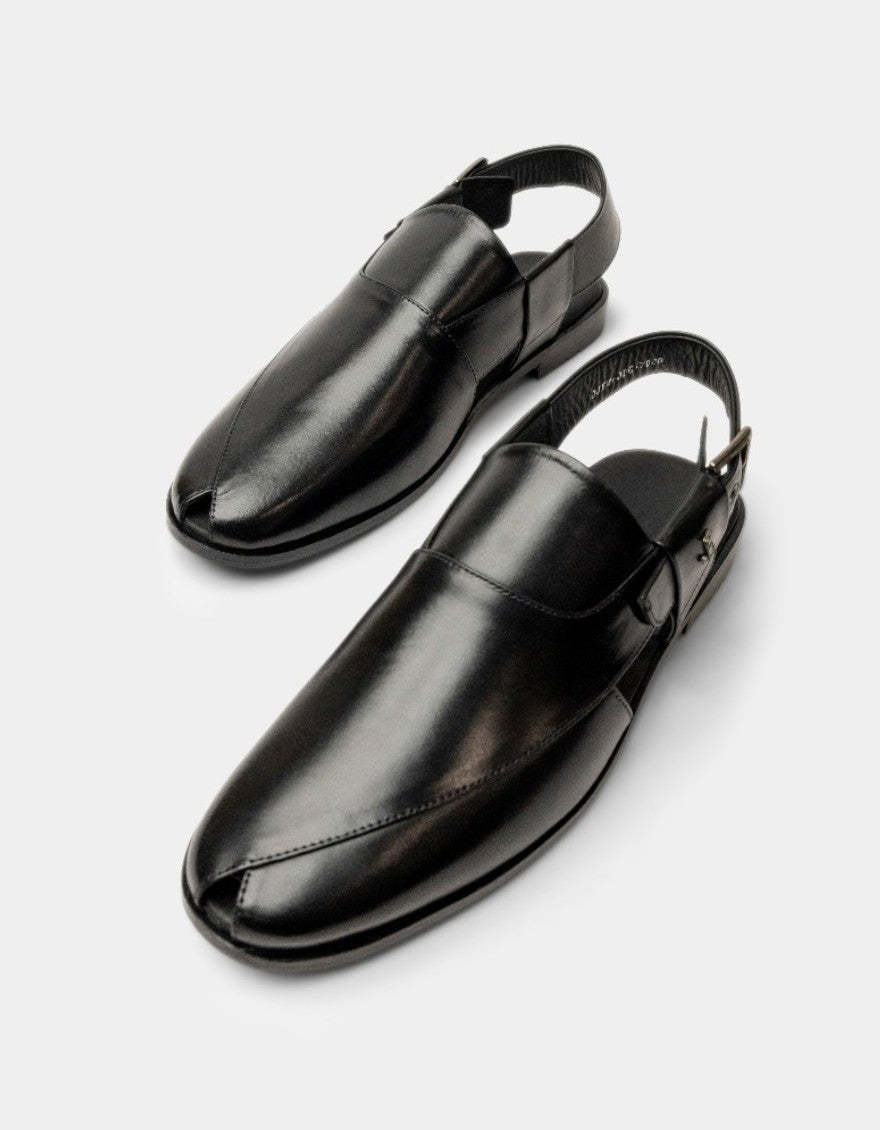 Black Peshawari Chappal - J. Junaid Jamshed