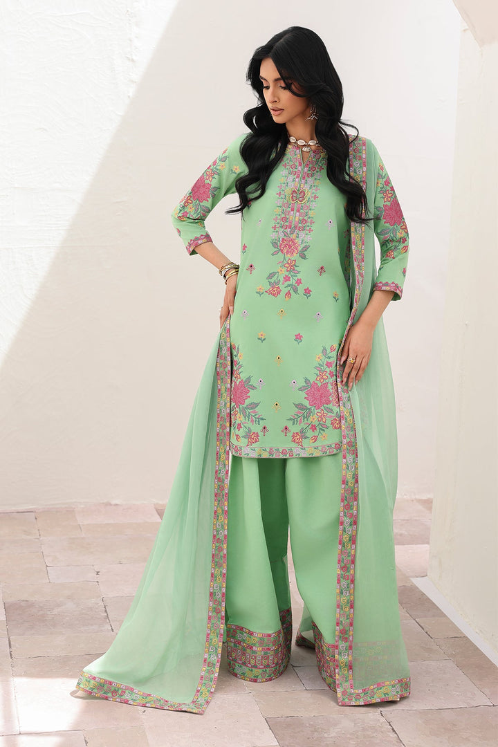 Embroidered Lawn Pistachio Stitched Suit - Charizma