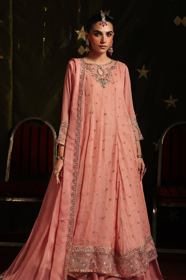Embroidered Chiffon Light Pink Stitched Suit - Charizma