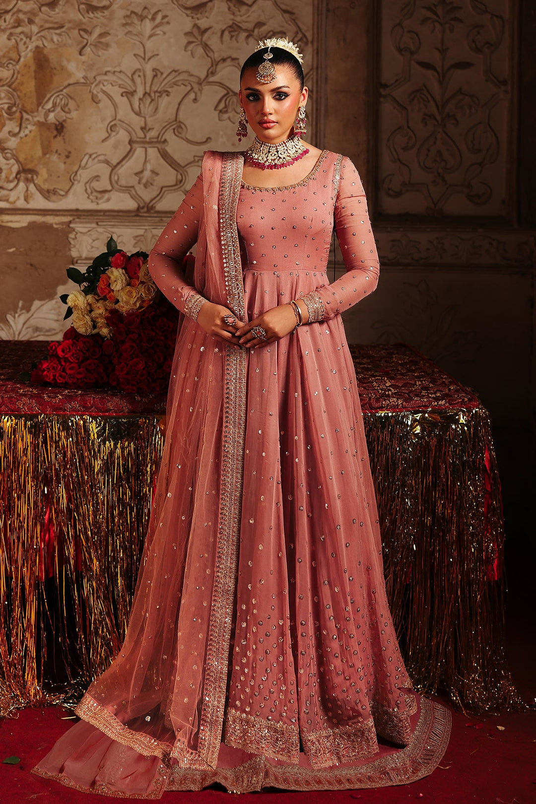 Embroidered Chiffon Pink Stitched Suit - Charizma Janan Embroidered Chiffon Pink Stitched Suit - Charizma Janan