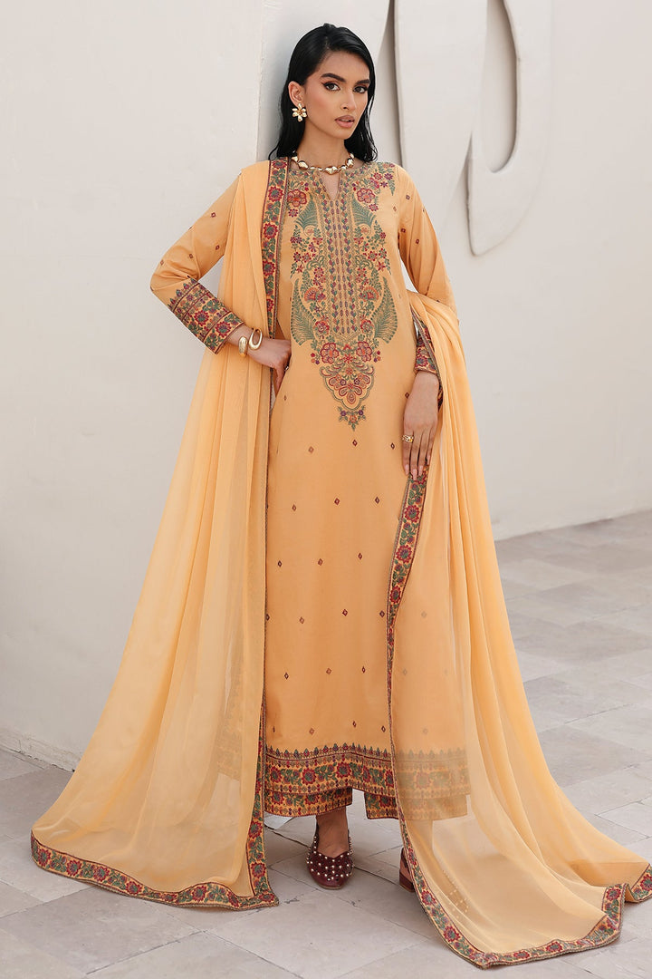 Embroidered Lawn Mustard Stitched Suit - Charizma
