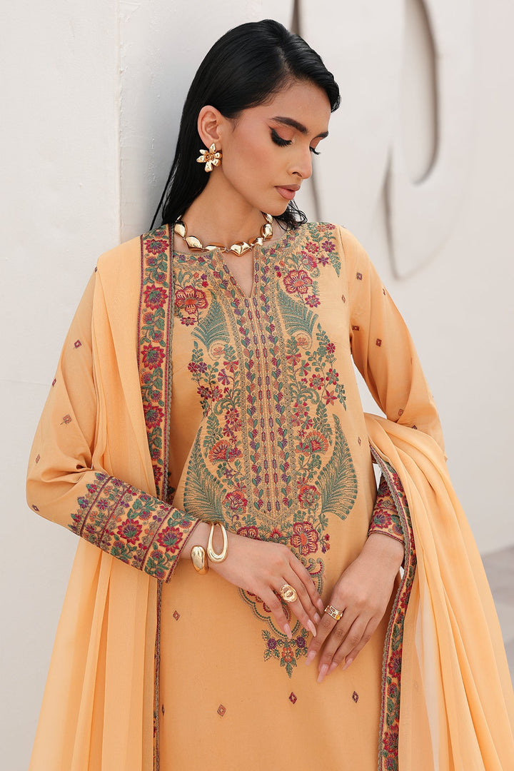 Embroidered Lawn Mustard Stitched Suit - Charizma