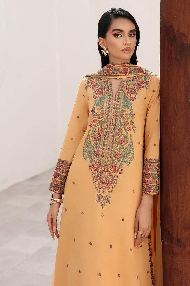 Embroidered Lawn Mustard Stitched Suit - Charizma