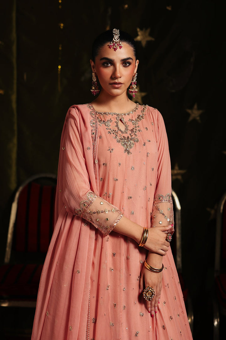Embroidered Chiffon Light Pink Stitched Suit - Charizma