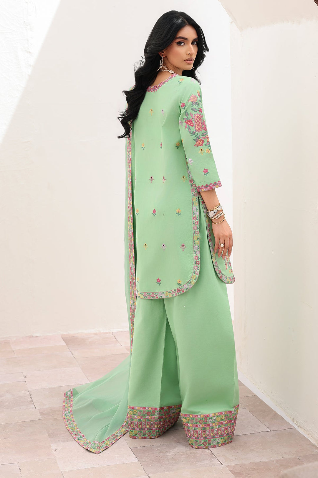 Embroidered Lawn Pistachio Stitched Suit - Charizma