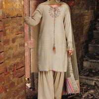Embroidered Raw Silk Grey Stitched Suit - Charizma