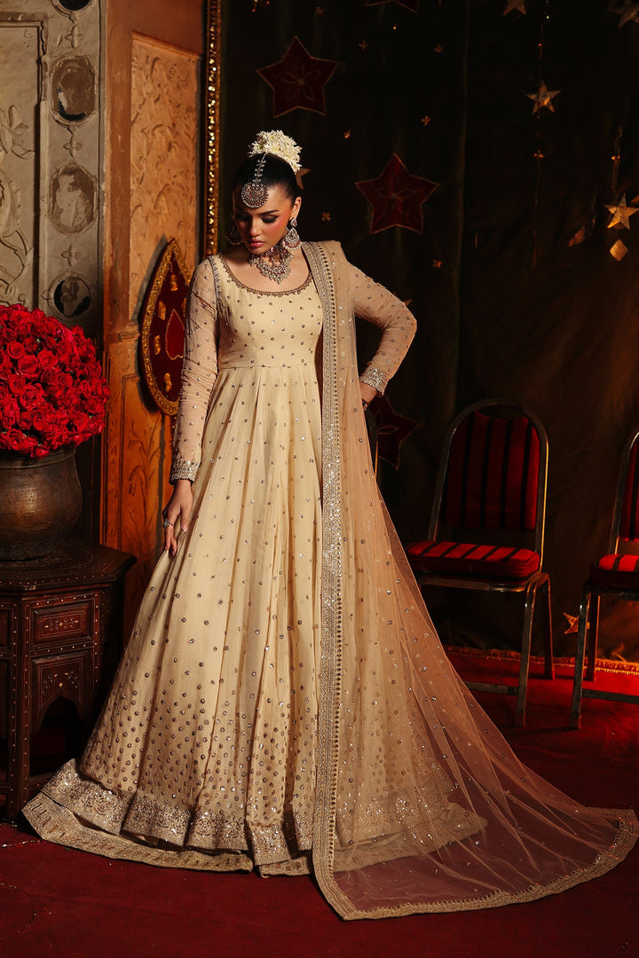 Embroidered Chiffon Off White Stitched Suit - Charizma