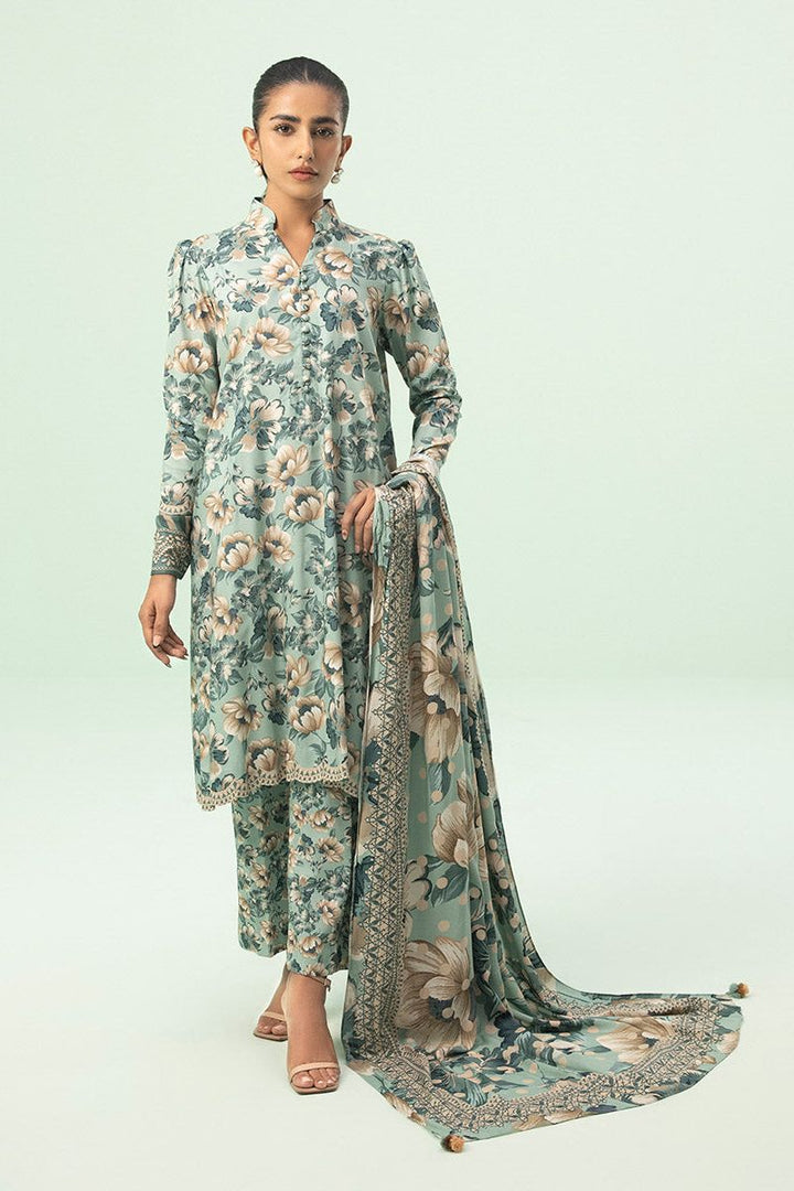 Printed Linen Suit Aqua 3 Piece Suit - Sapphire