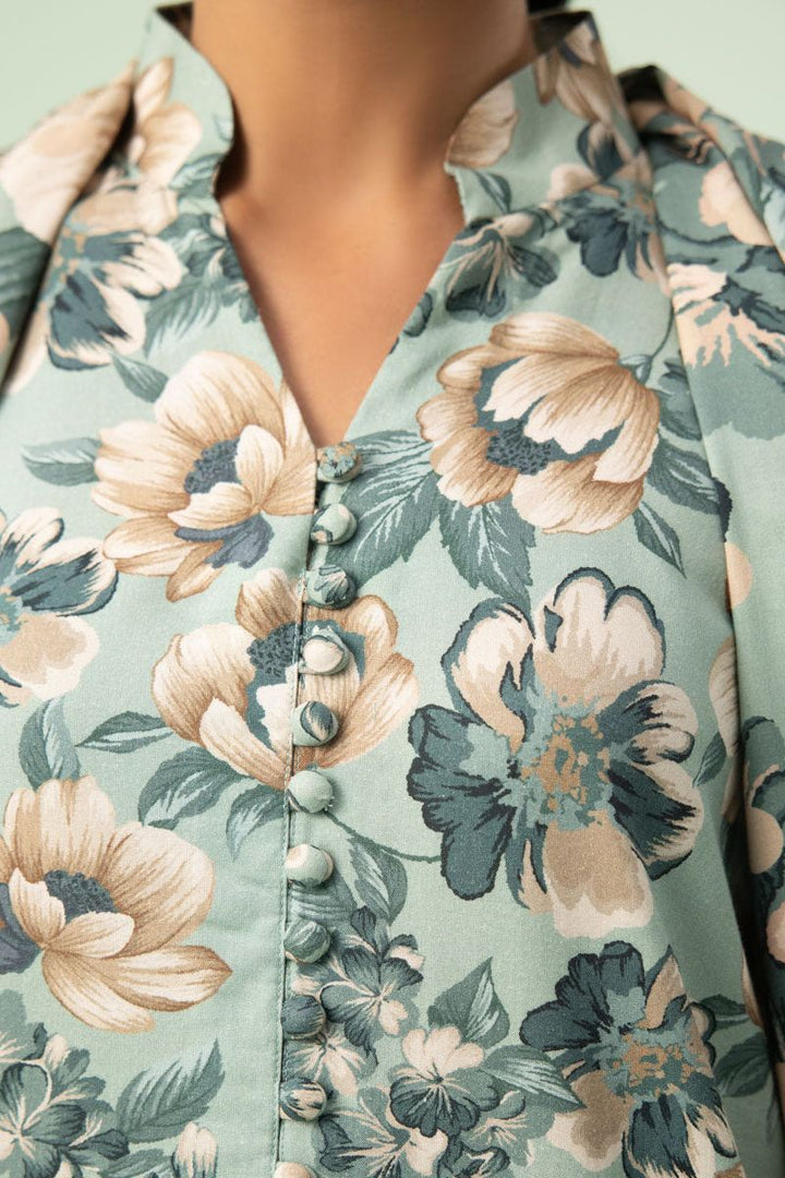 Printed Linen Suit Aqua 3 Piece Suit - Sapphire