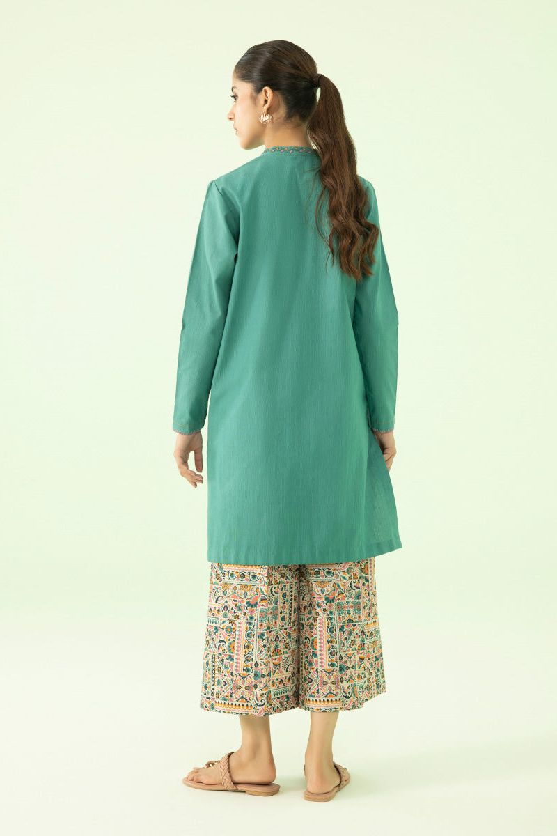 Embroidered Khaddar Sea Green 2 Piece Suit - Sapphire