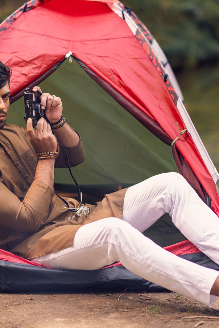 Blended Brown Kurta - Almirah