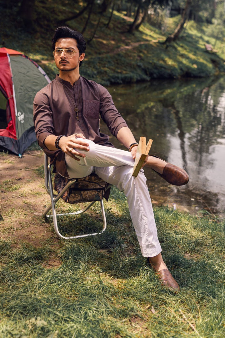 Blended Brown Kurta - Almirah