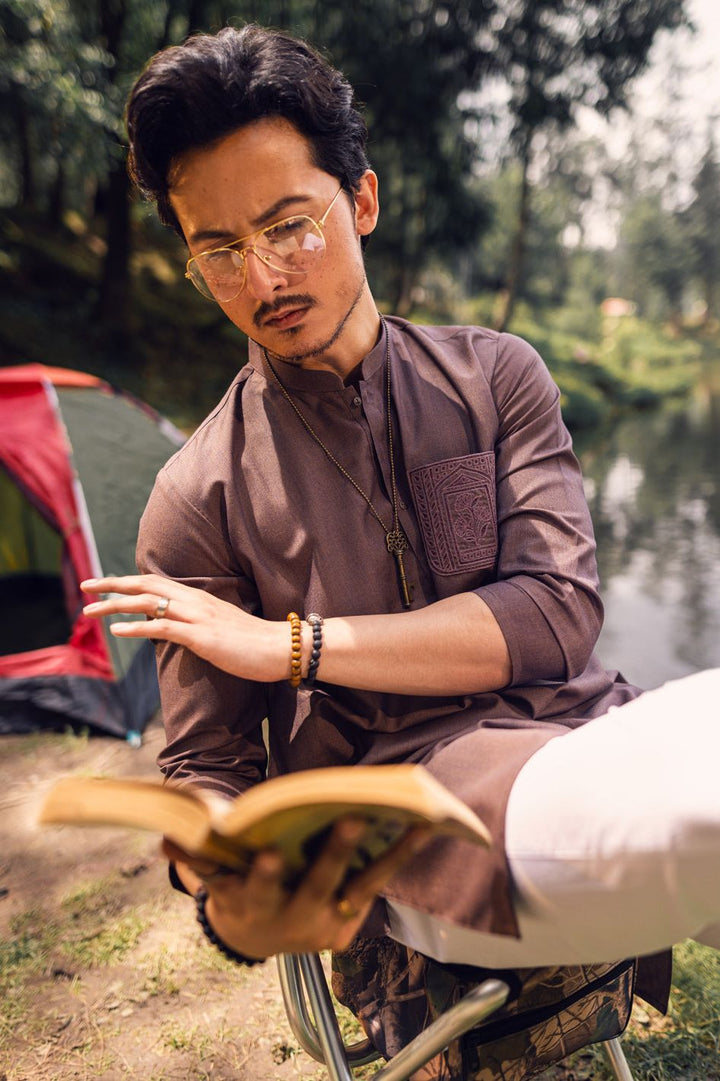 Blended Brown Kurta - Almirah