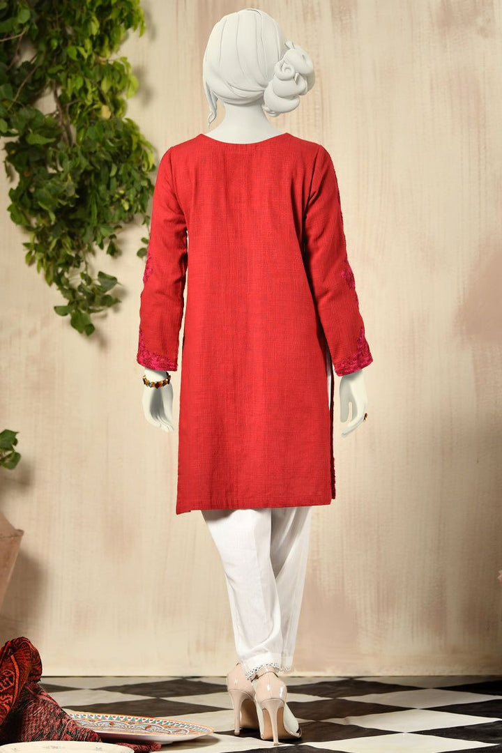Red Khaddar Kurti - J. Junaid Jamshed