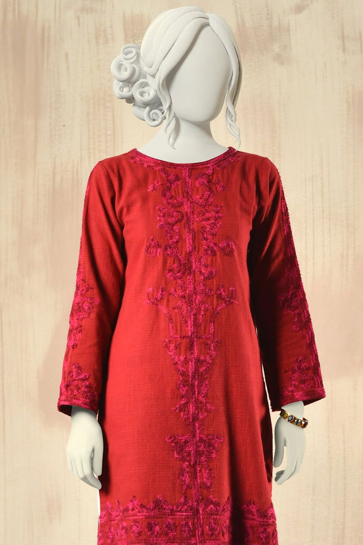 Red Khaddar Kurti - J. Junaid Jamshed