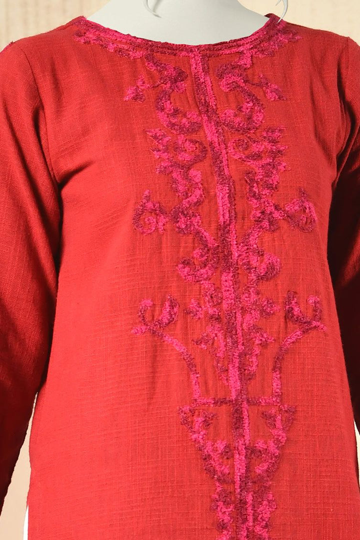 Red Khaddar Kurti - J. Junaid Jamshed