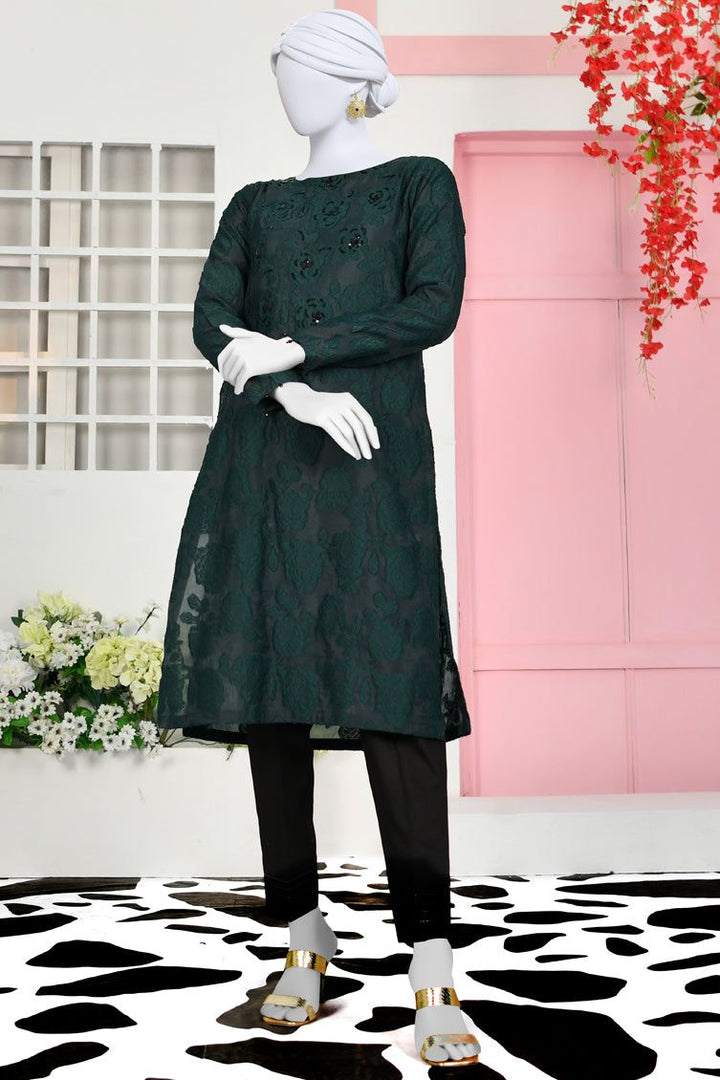 Organza Green Kurti - J. Junaid Jamshed