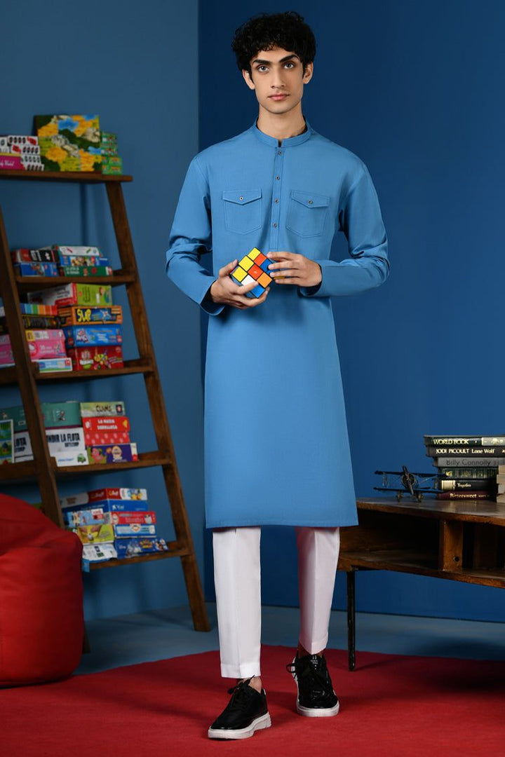 Blended Turquoise Kurta - J. Junaid Jamshed