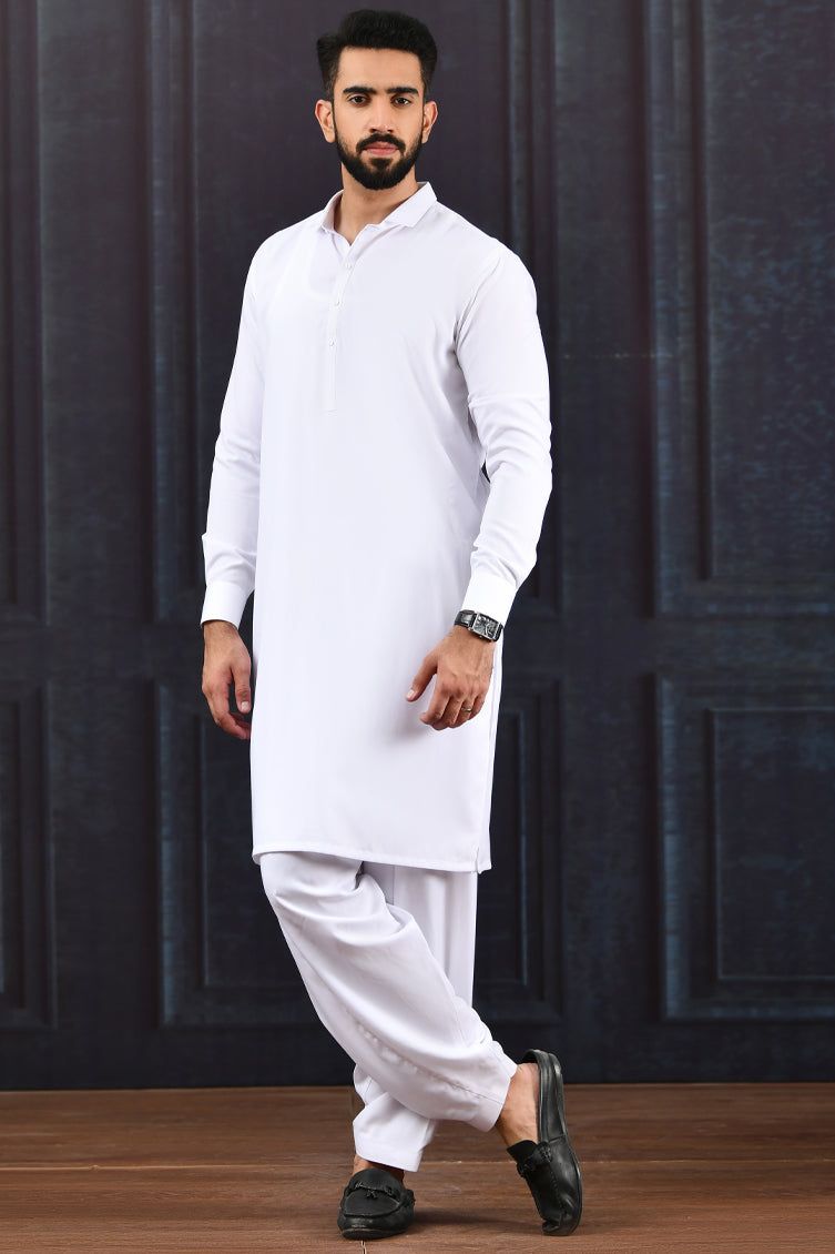 White Kameez Shalwar - J. Junaid Jamshed
