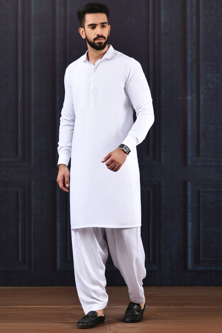 White Kameez Shalwar - J. Junaid Jamshed
