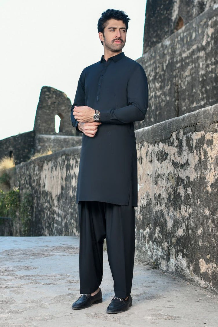Blended Black Kameez Shalwar - J. Junaid Jamshed