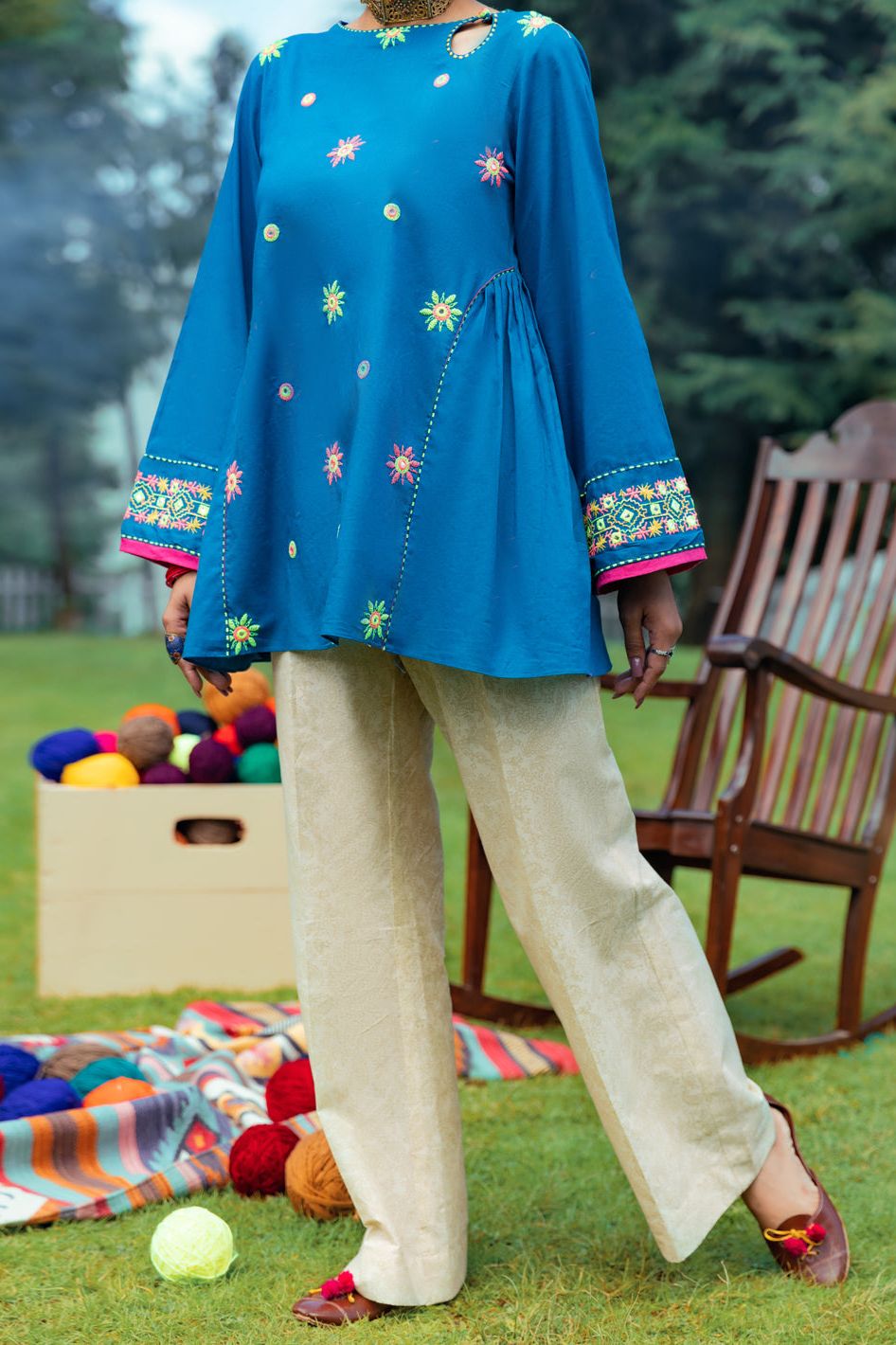 Cambric Blue Kurti - Almirah