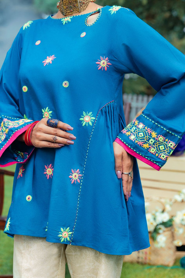 Cambric Blue Kurti - Almirah