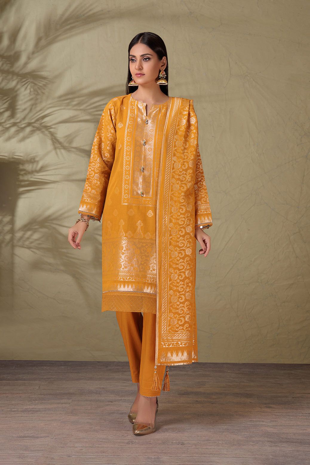 Jacquard Yellow 3 Piece Suit - Bonanza