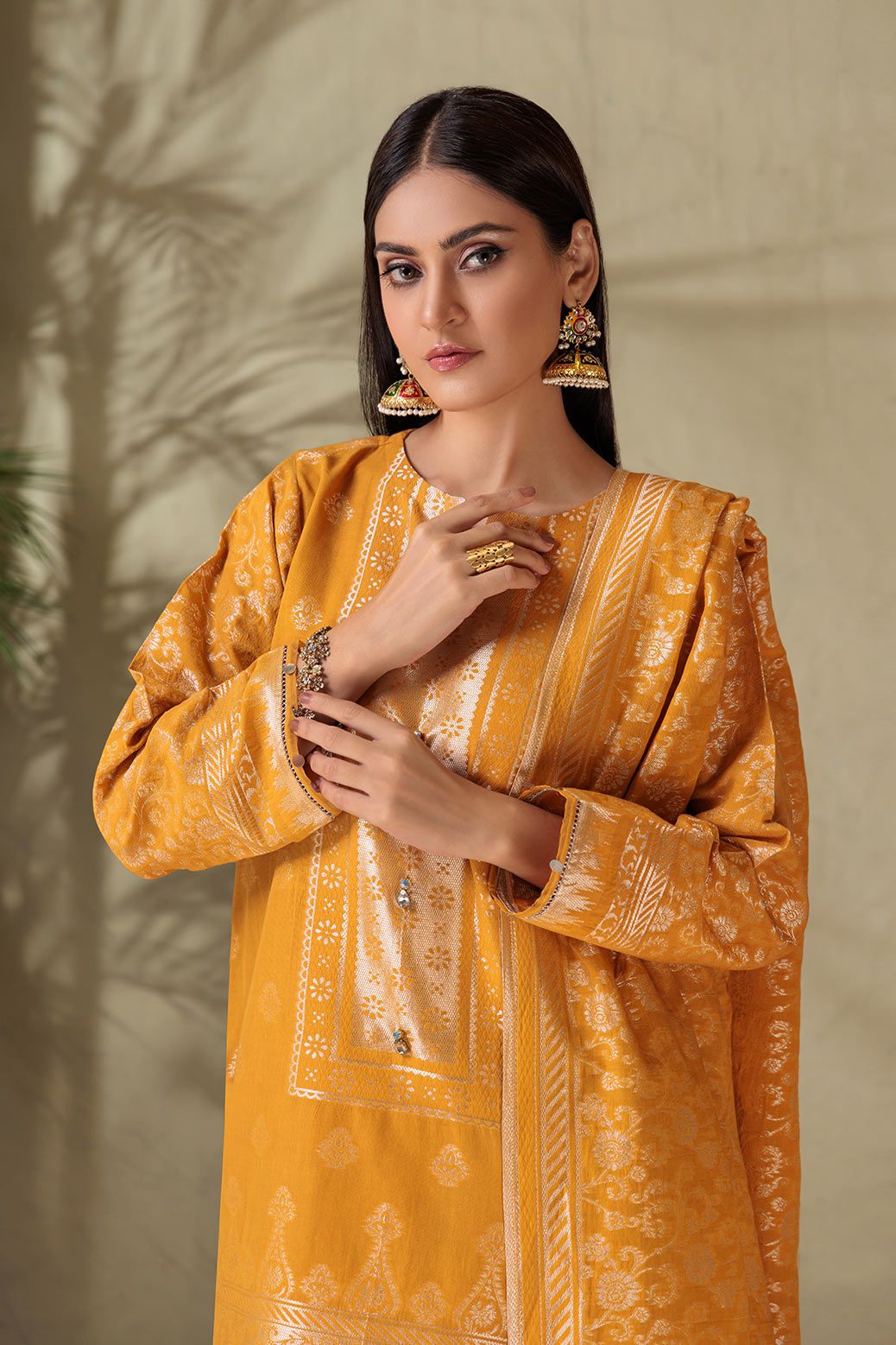 Jacquard Yellow 3 Piece Suit - Bonanza